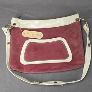 Bobbie Jerome Womens Vintage Shoulder Bag Burgundy Suede Patent Retro Mod Italy